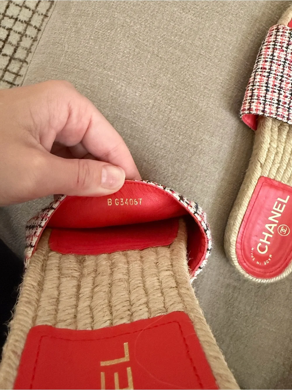 CHANEL Tweed Slide Espadrilles